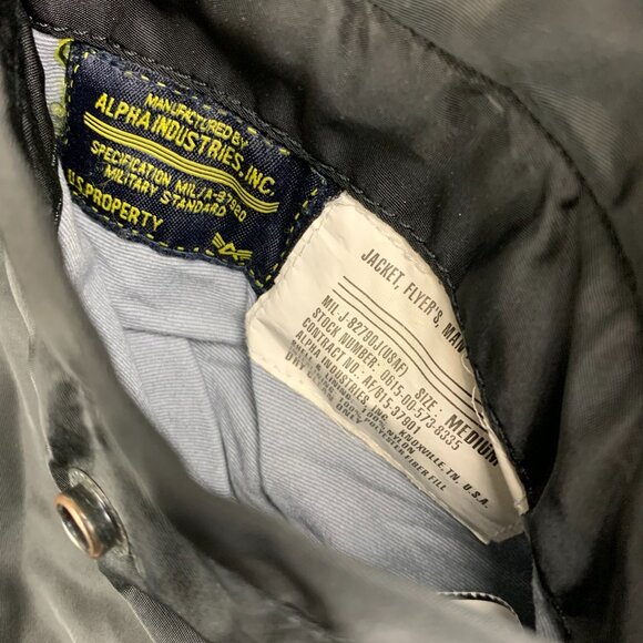 Alpha Industries Mens MA-1 Heritage Bomber Jacket Medium Slim Fit Black Full Zip - Picture 8 of 14